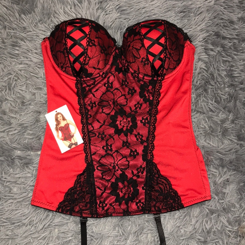 Black and Red Lace Corset